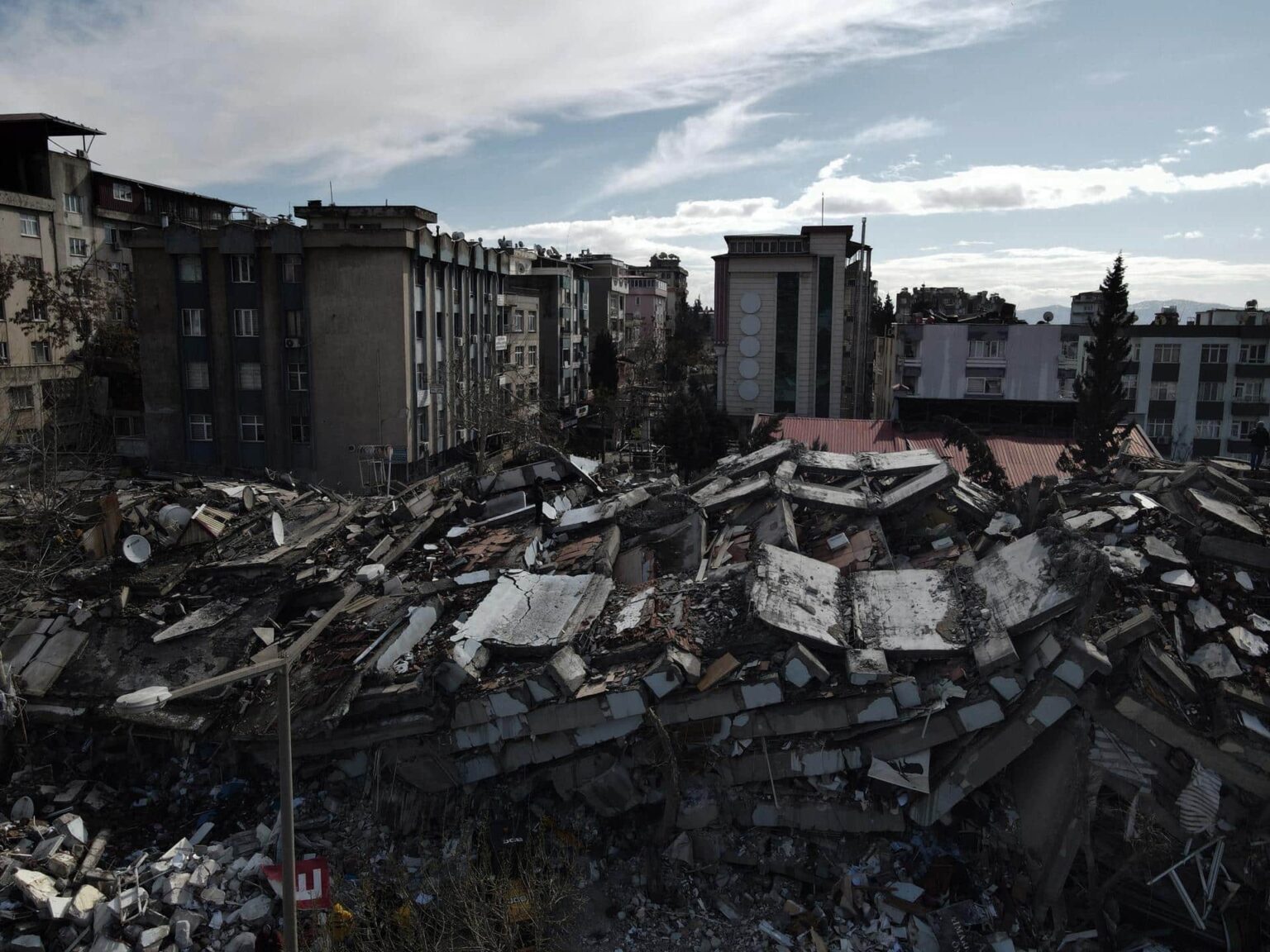 Aerial views from the destruction in Turkey following powerful earthquake