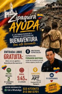 Zipaquirá se une por Buenaventura: realizarán jornada solidaria para apoyar a familias afectadas por el terremoto
